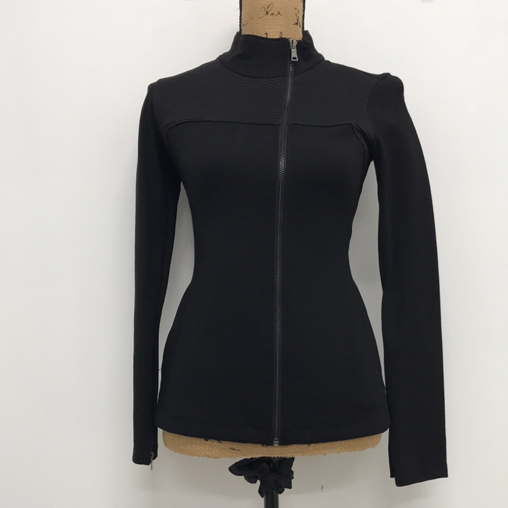 The Base Bodywear black asymmetrical zipper exercise jacket size small